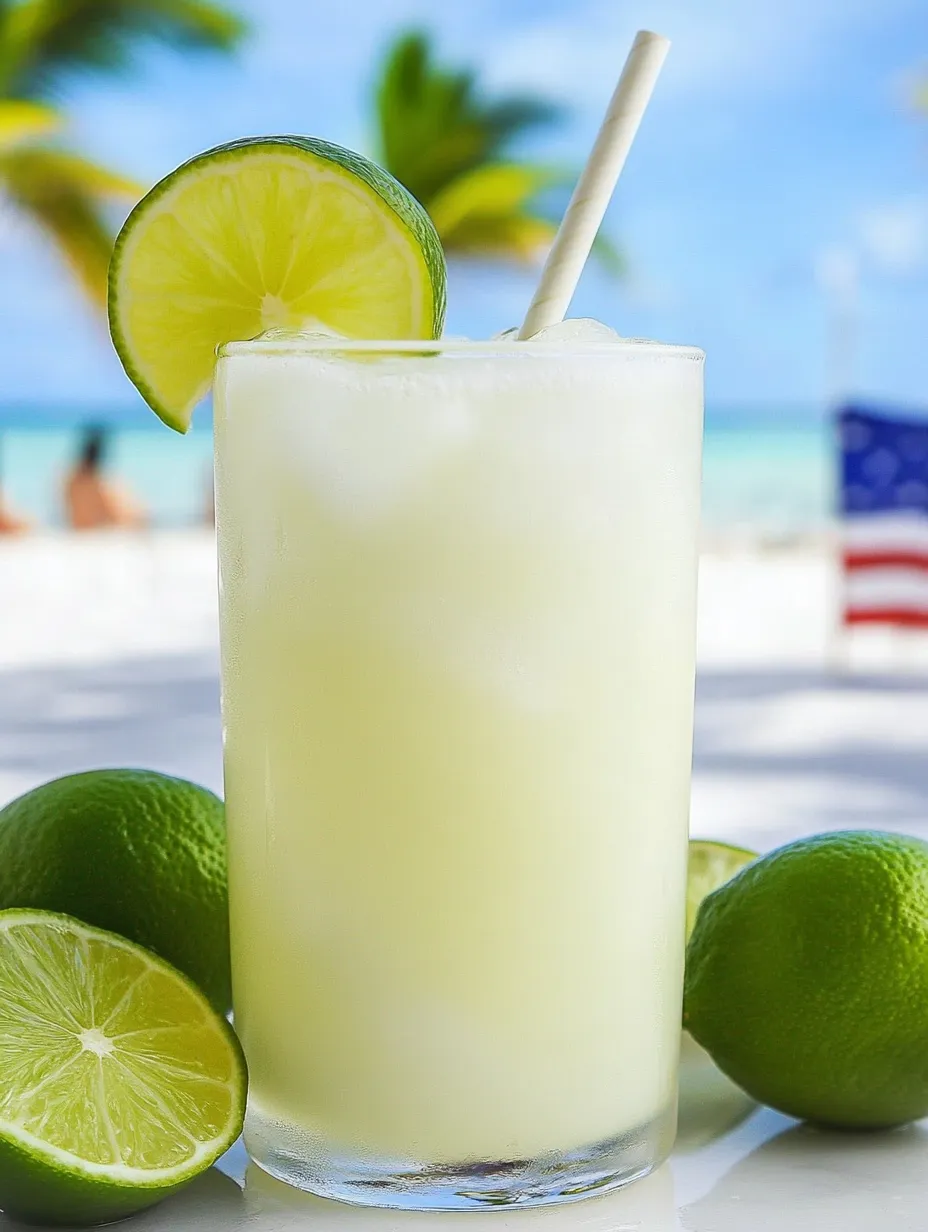 Ein Glas Limolimo mit Limetten an der Seite.