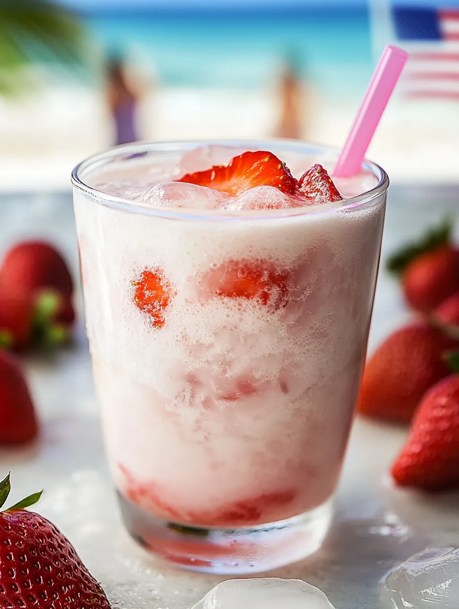 Ein Glas Erdbeermilch mit Erdbeeren daneben.