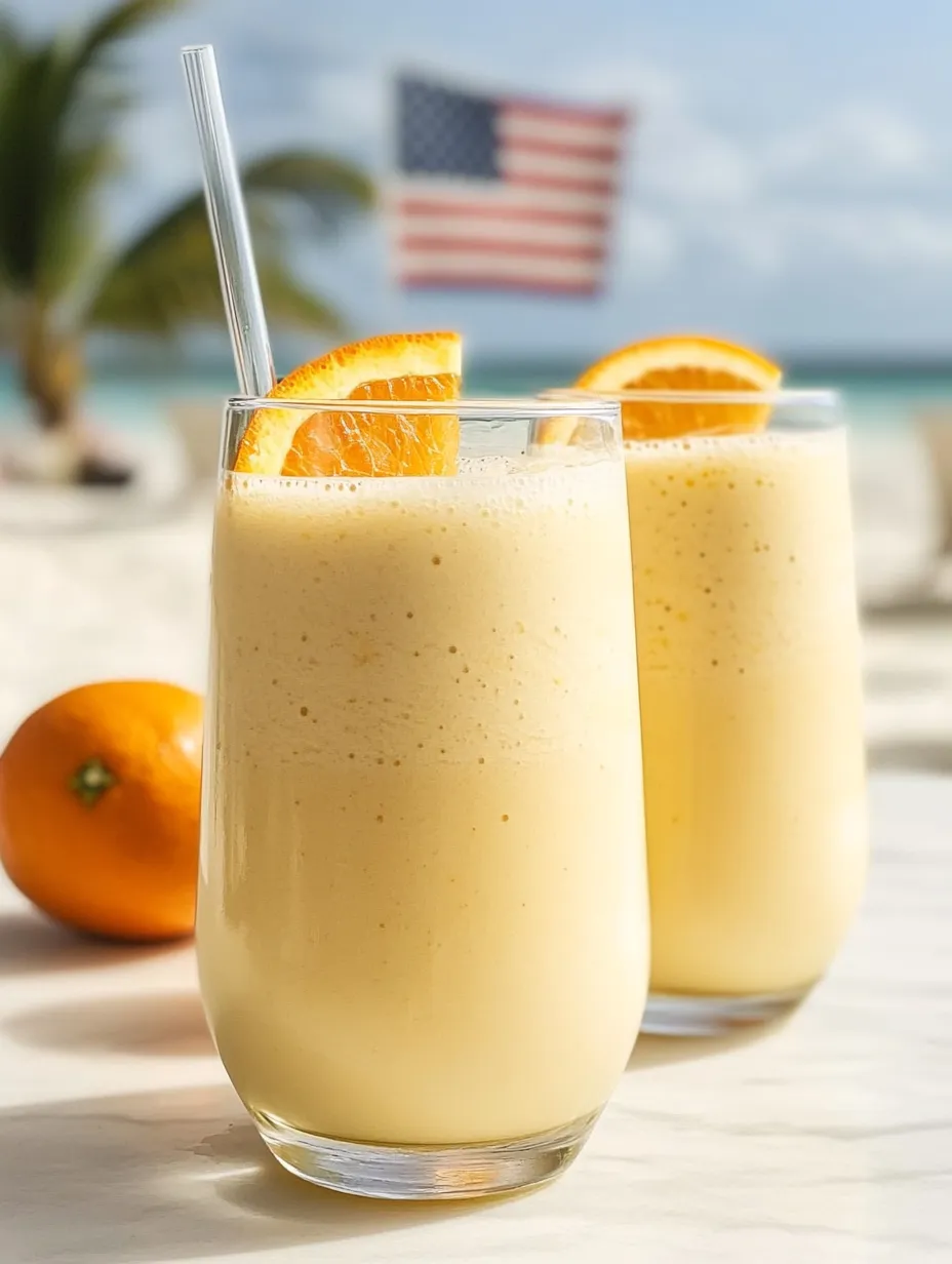 Zwei Gläser frischer Orangensaft mit Orangenspalten darin.