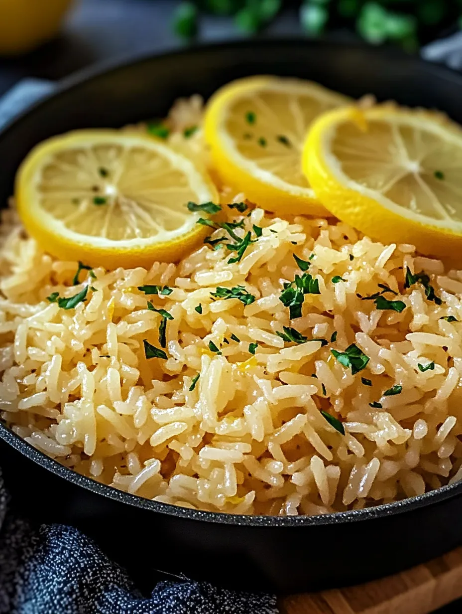 Schüssel Reis mit Zitronenscheiben obendrauf.