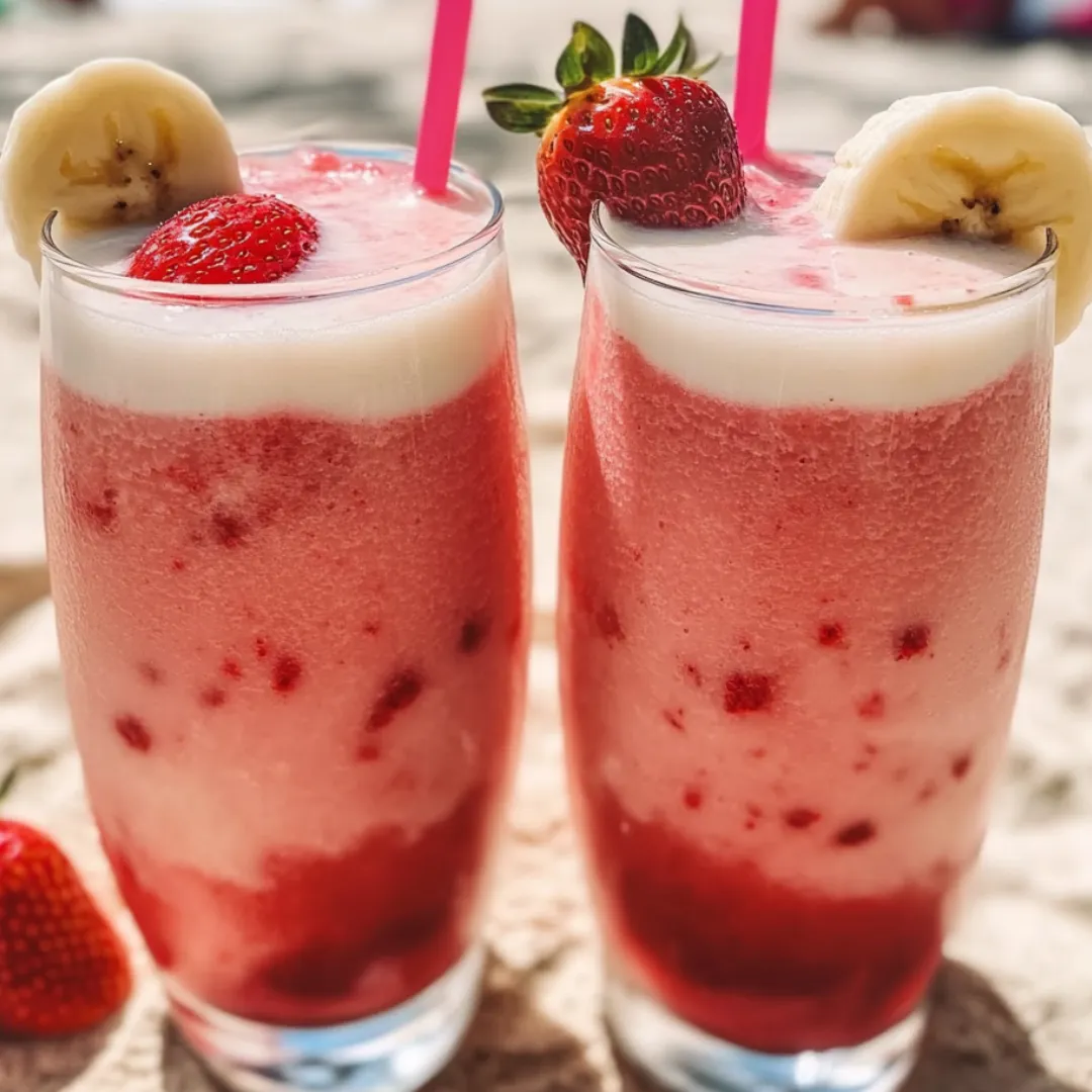 Zwei Gläser mit Erdbeermilchgetränk.