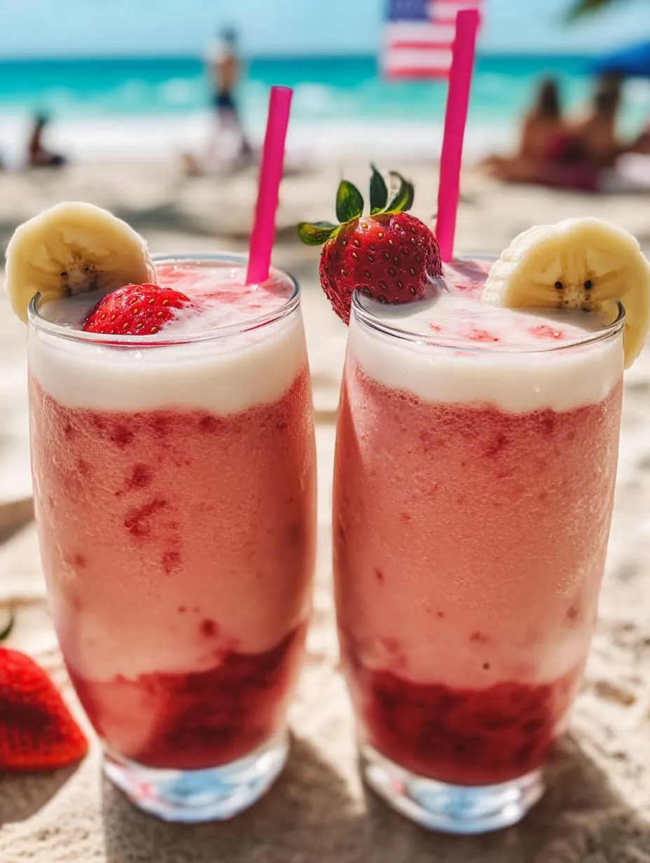 Zwei Gläser Erdbeer-Bananenshake.