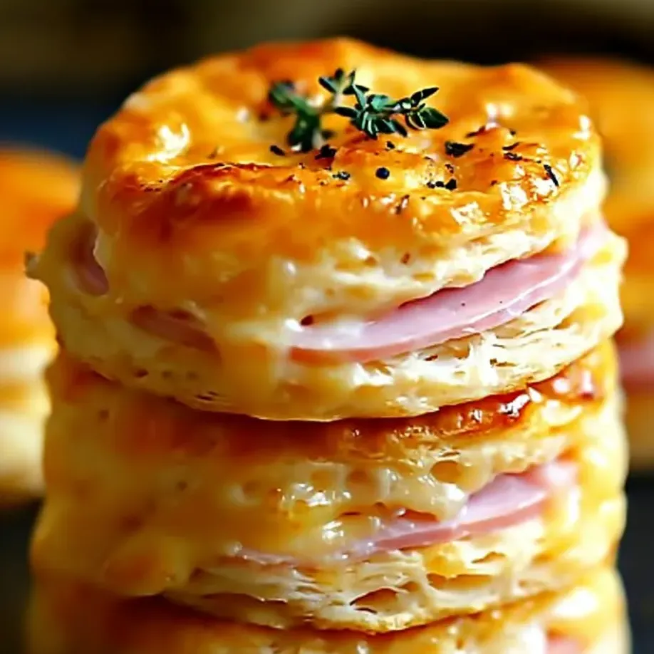 Ein Stapel Sandwiches mit Käse und Schinken.