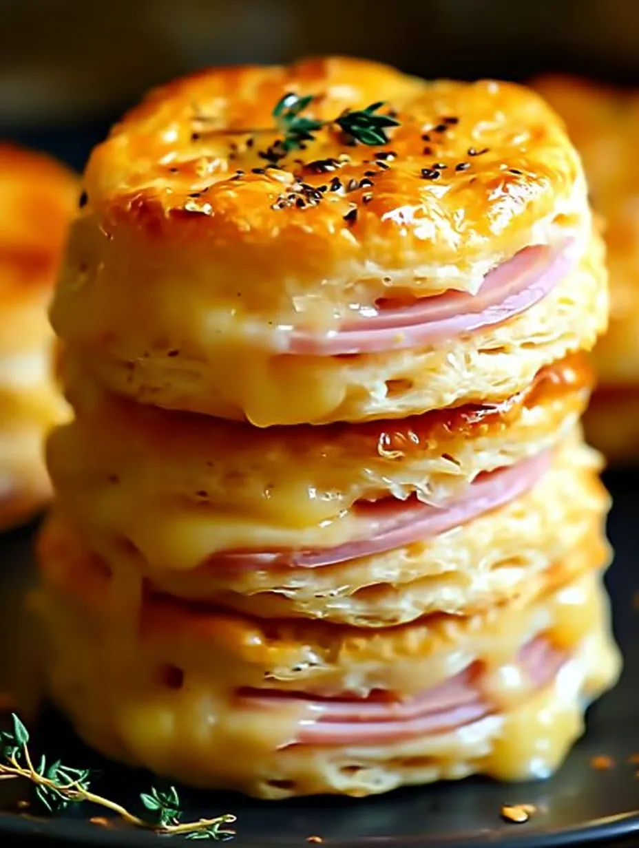 Ein Stapel Sandwiches mit Käse und Schinken.