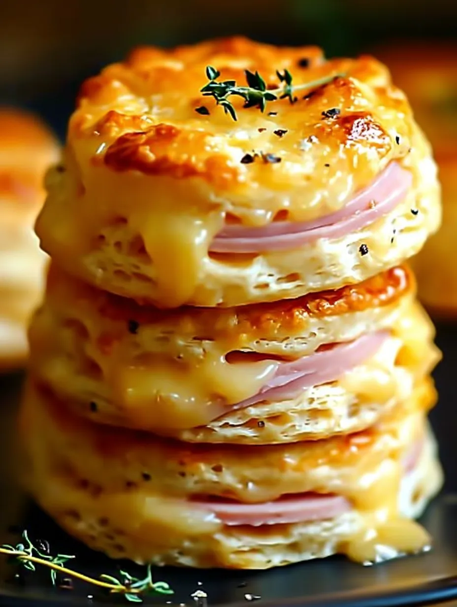 Sandwich-Stapel mit Cheddar und Schinken.