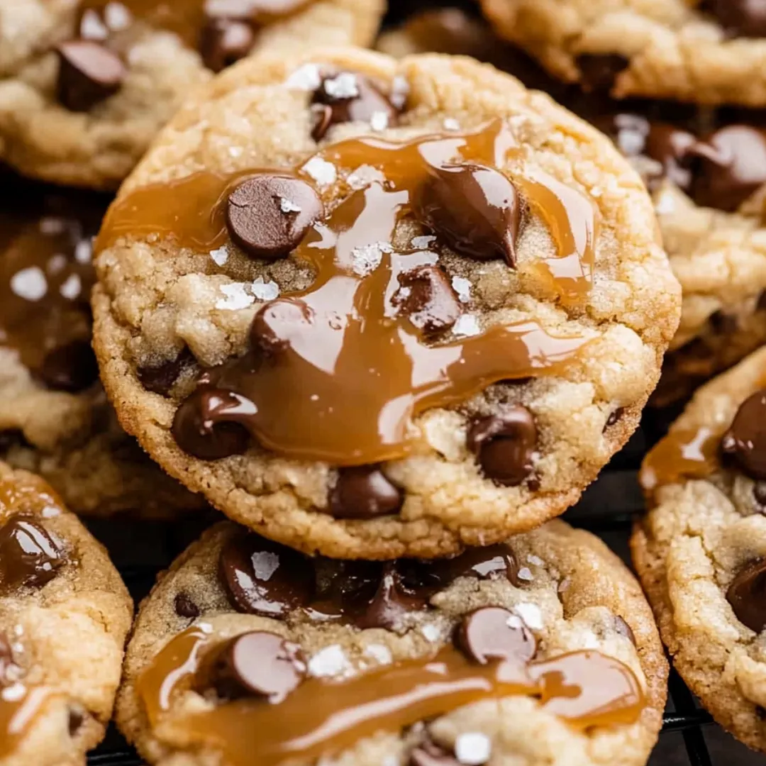 Schoko-Cookies mit Karamellswirl obendrauf.