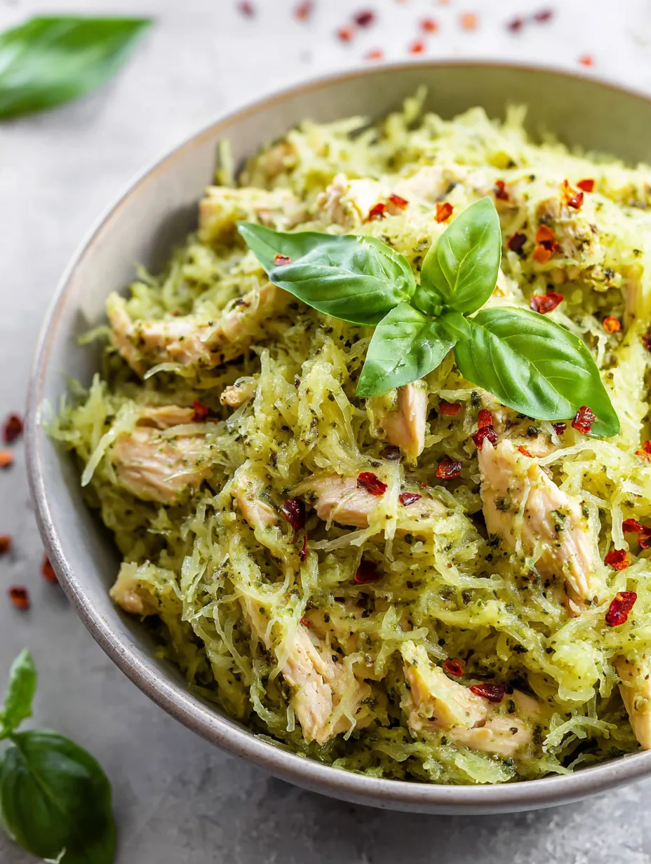 Chicken Pesto Spaghetti Squash paleo Abendessen