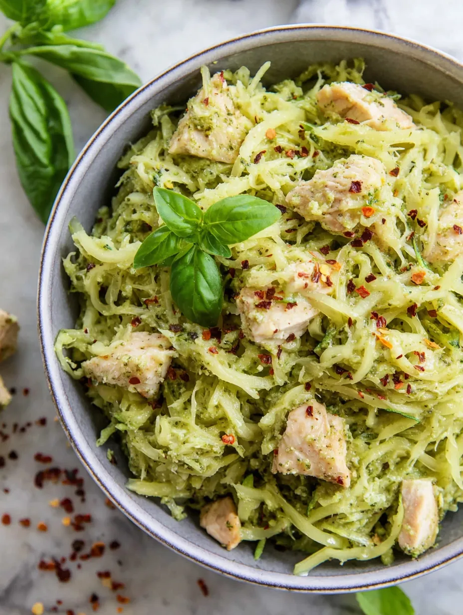 Chicken Pesto Spaghetti Squash keto Abendessen.
