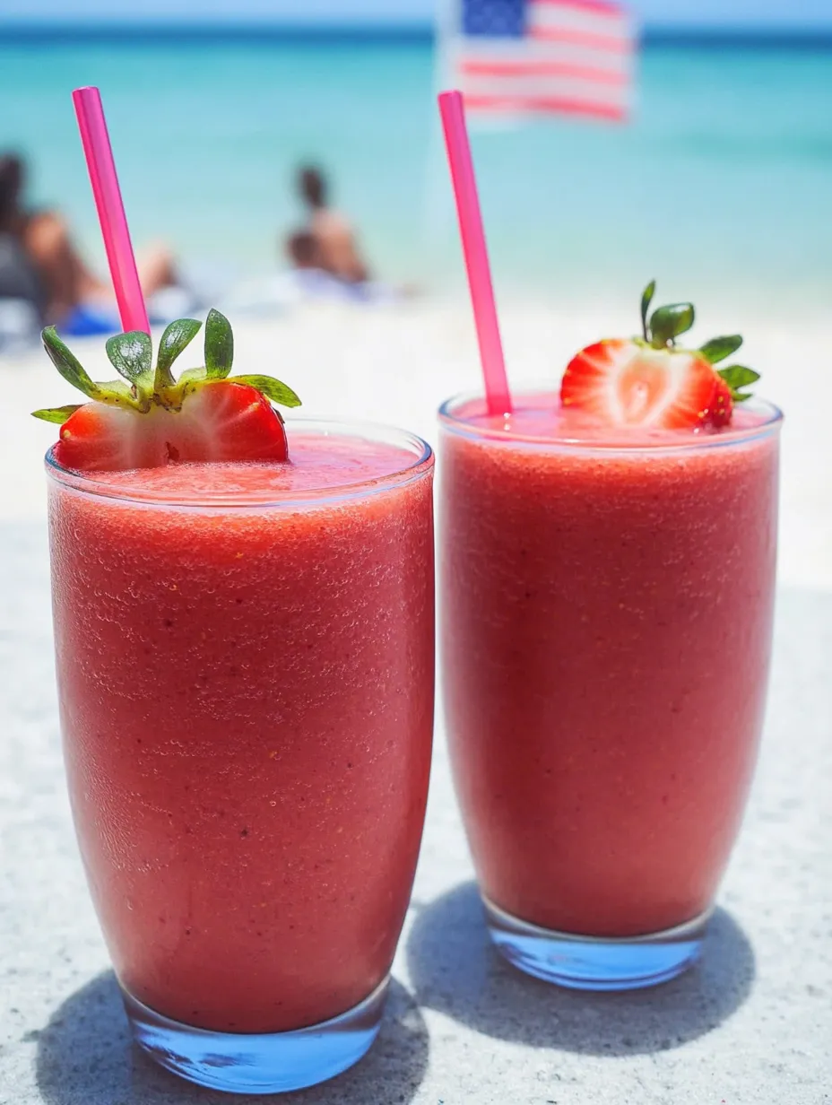 Zwei Gläser Erdbeer-Smoothie.