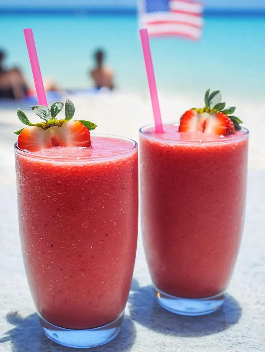 Zwei Gläser Erdbeer-Smoothie.