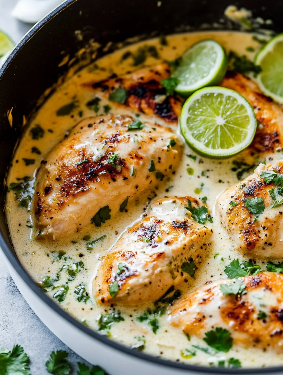 Eine Schüssel Hähnchen mit Limetten obendrauf.