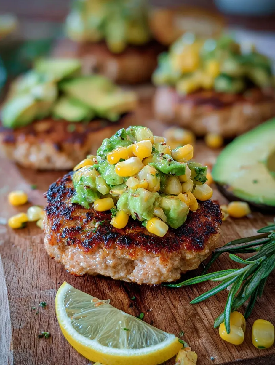 Ein Burger mit Avocado und Mais-Topping.