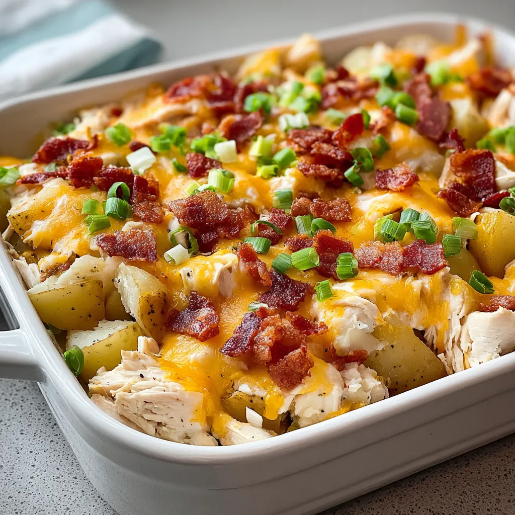 Eine weiße Schüssel mit knusprigem Bacon und geschmolzenem Käse.