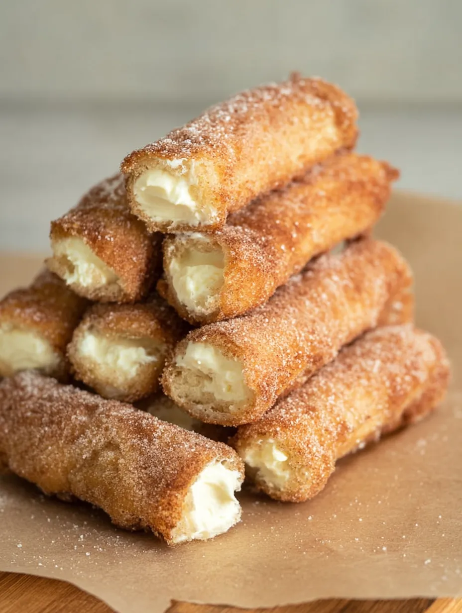 Ein Stapel Puderzucker-Donuts.