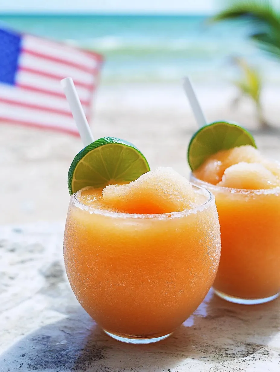 Zwei Gläser gefrorener Margarita mit Limetten am Rand.