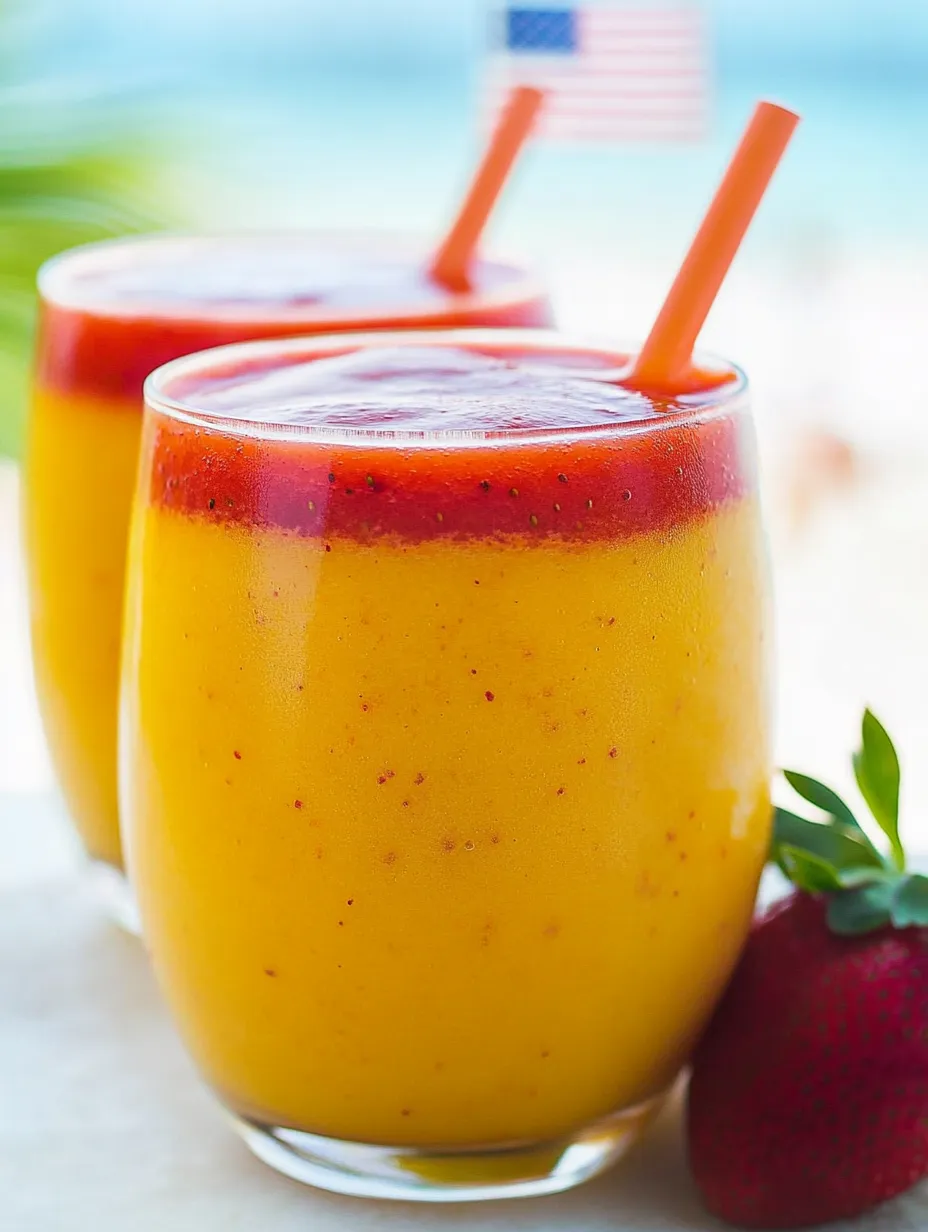 Zwei Gläser Orangensaft, jeweils mit Strohhalm drin.