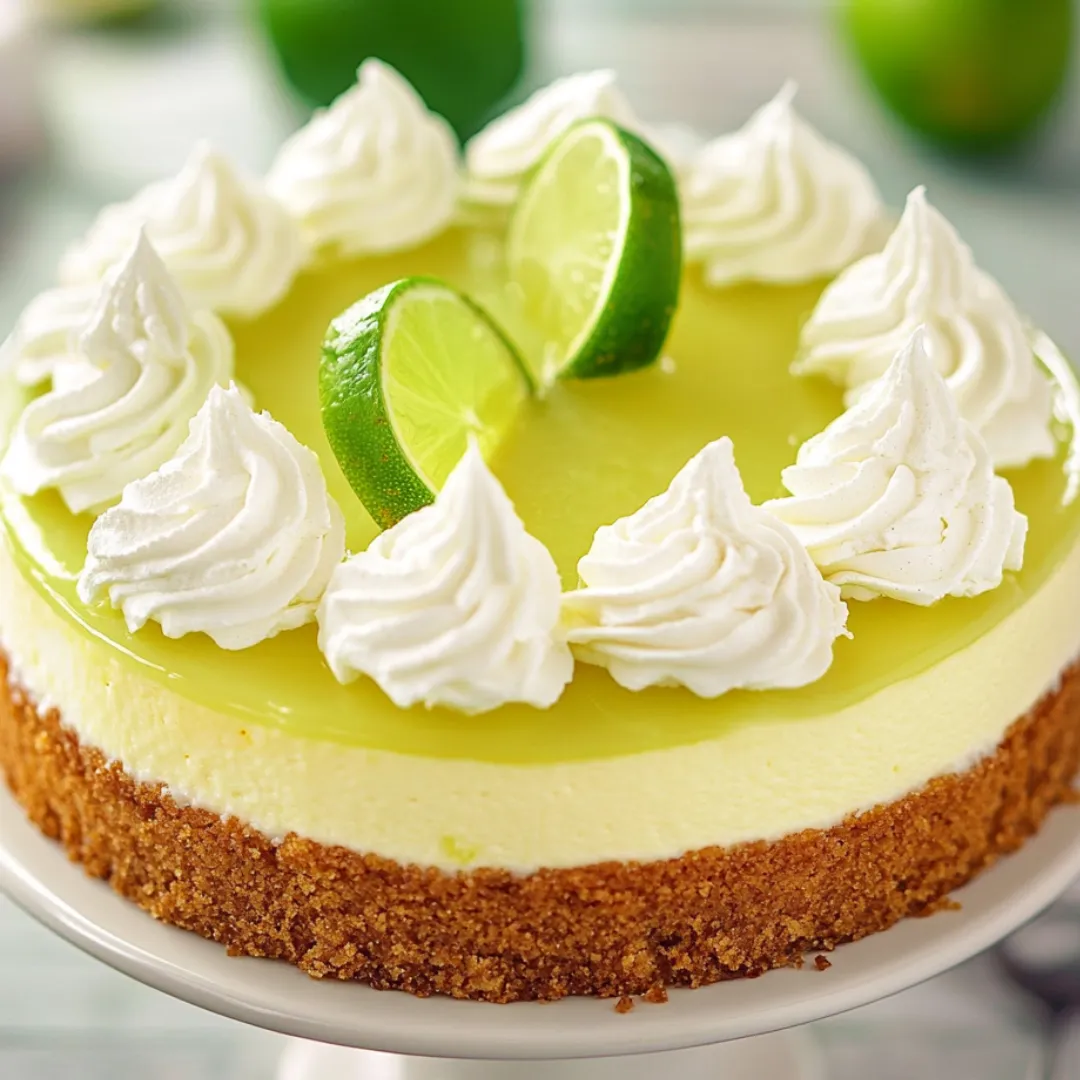 Ein Stück Kuchen mit weißer Creme und Limetten als Topping.