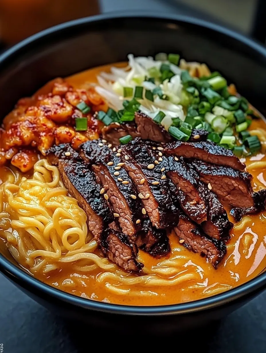 Eine Schüssel Nudeln mit Rindfleisch und Gemüse.
