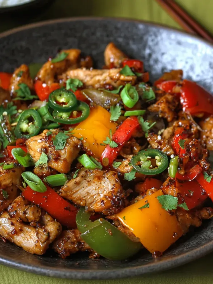 Eine Schüssel mit Paprika und Zwiebeln.