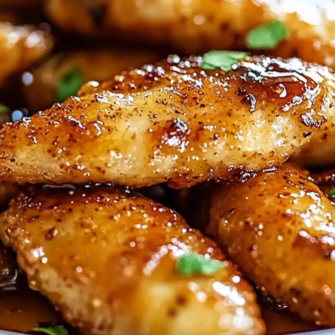 Ein Teller mit krossem Hähnchen und leckerer Sauce.