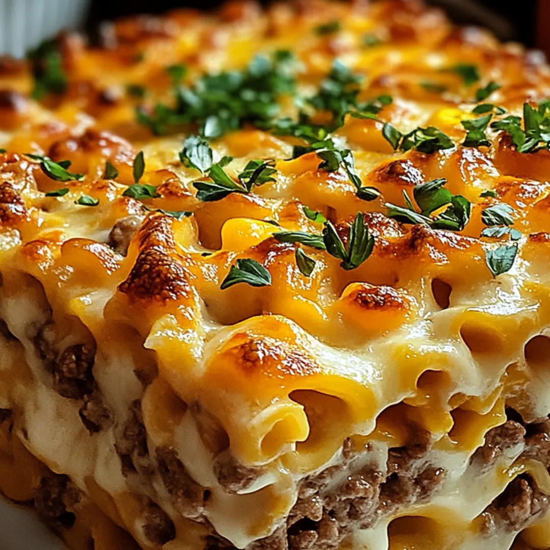 Ein Auflauf mit geschmolzenem Käse und Gemüse.