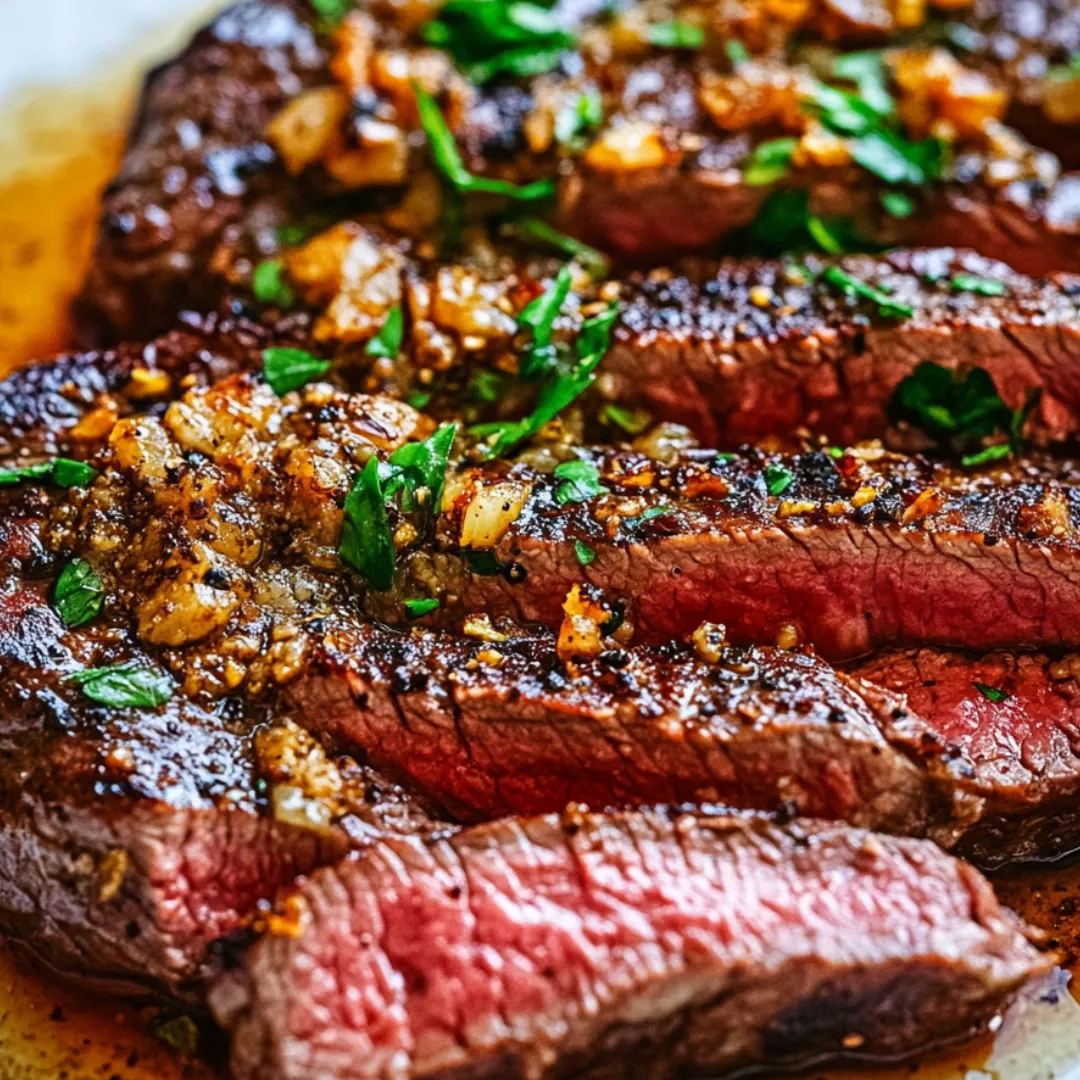 Ein Stück Fleisch, reich gewürzt.