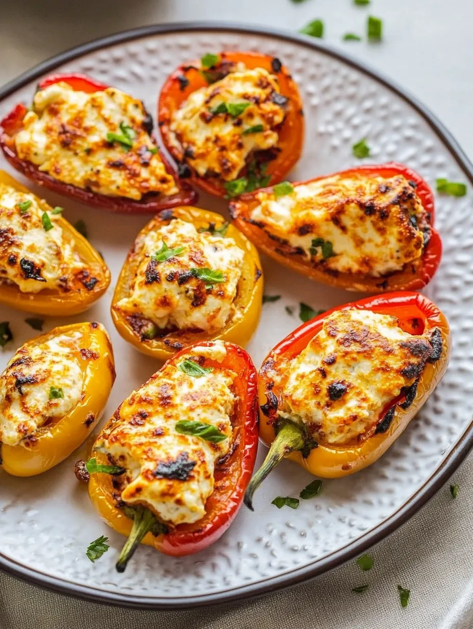 Ein Teller mit Paprika und Käse.