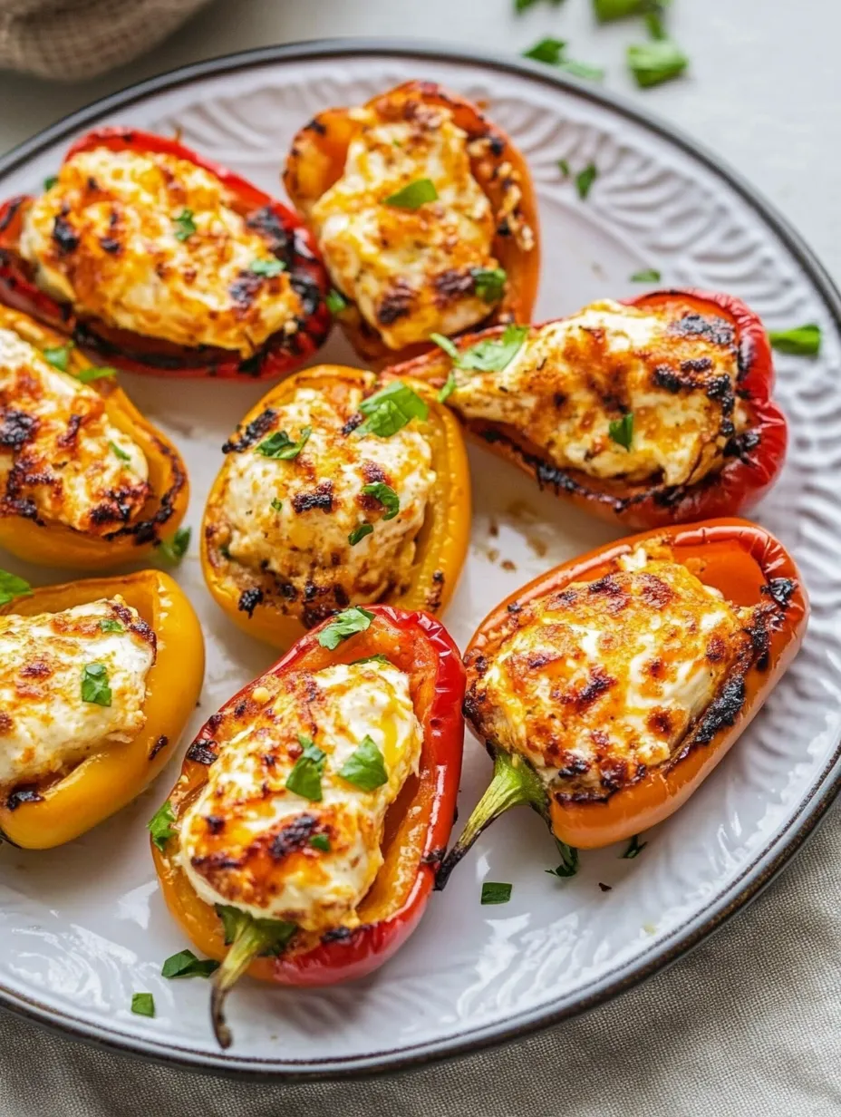 Teller mit Paprika und oben Käse.