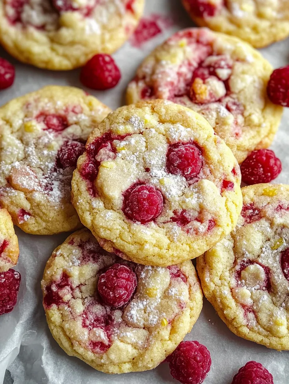 Kekse mit Himbeeren oben drauf.