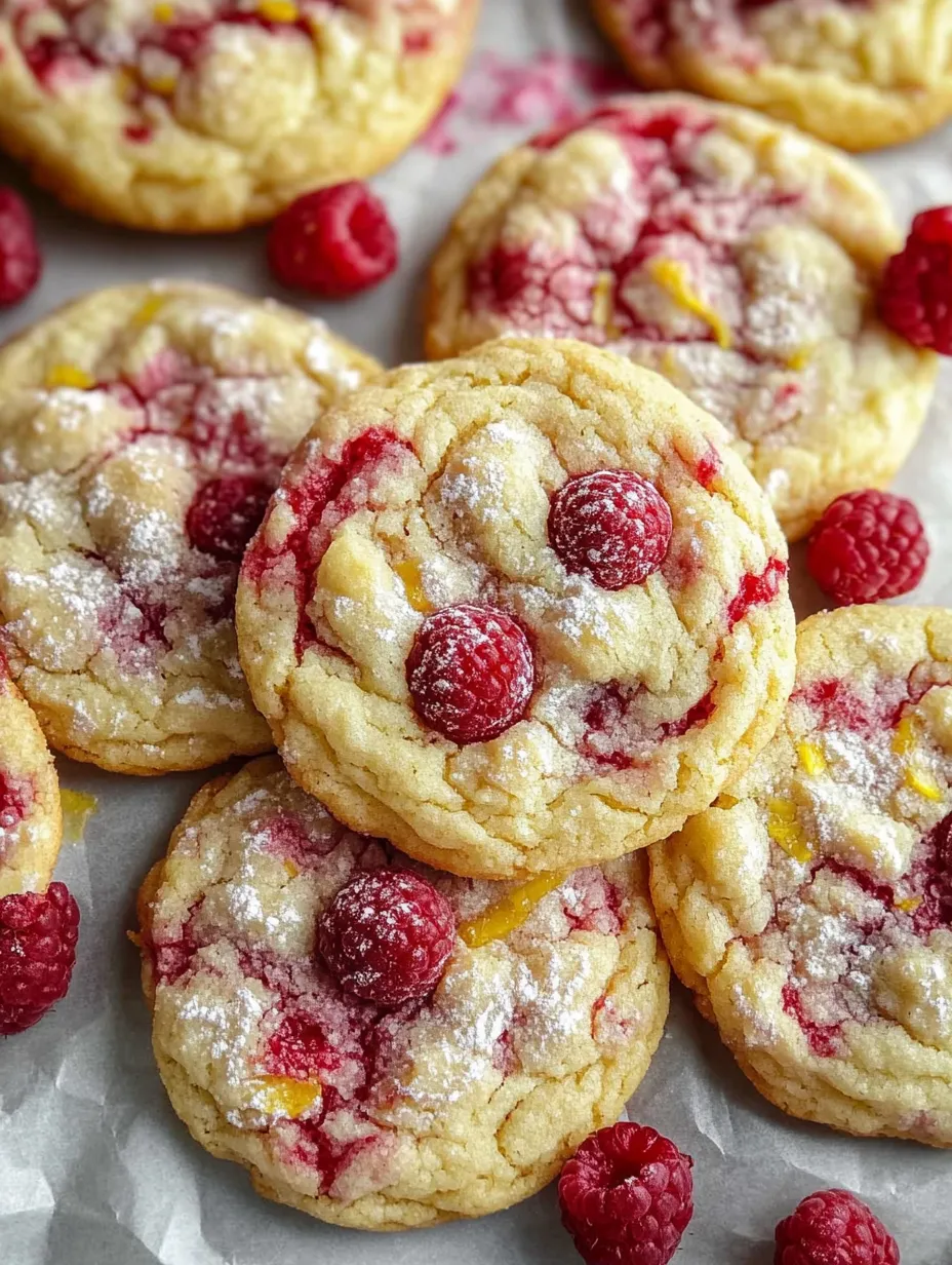 Kekse mit Himbeeren oben drauf.