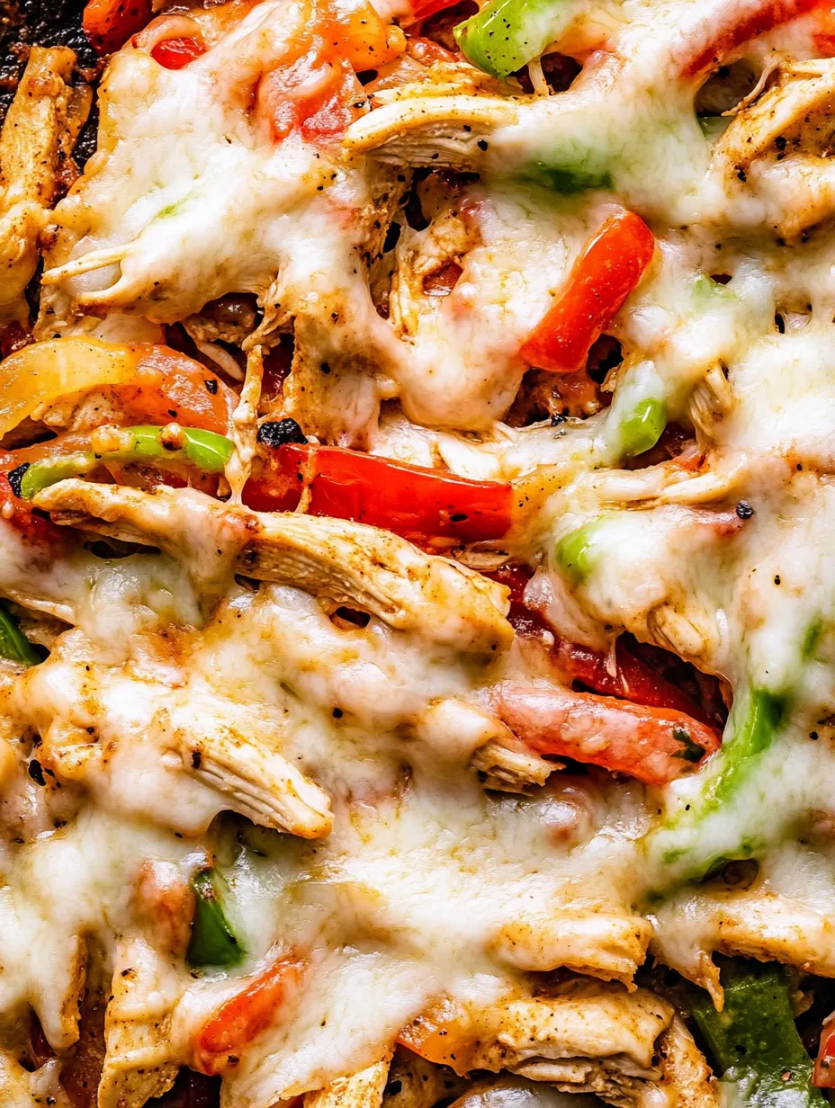 Ganz nah dran: Hähnchen mit Paprika auf knusprigem Boden.