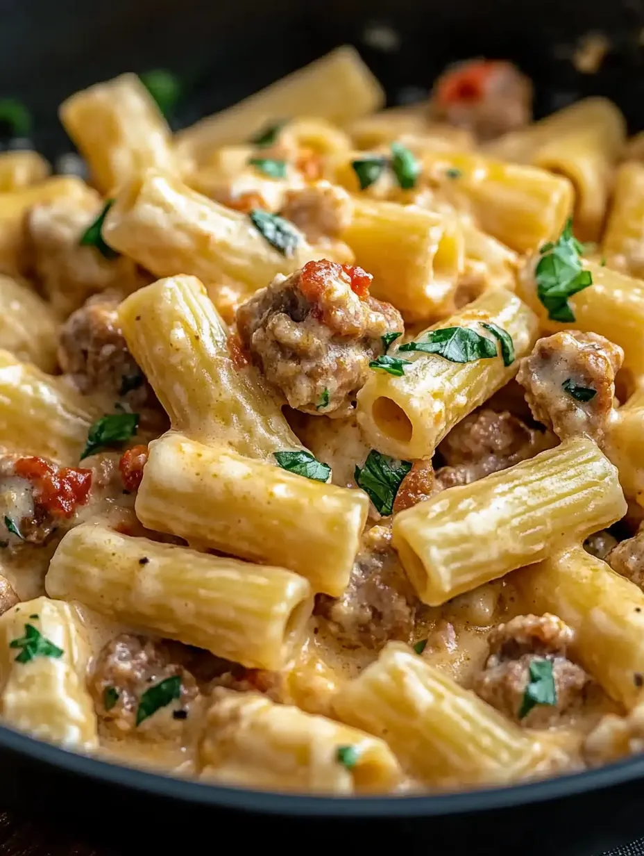 Eine Schüssel Pasta mit Fleisch und Tomatensoße.