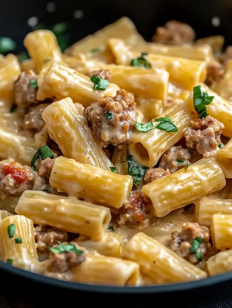 Eine Schale Pasta mit Fleisch und Käse.