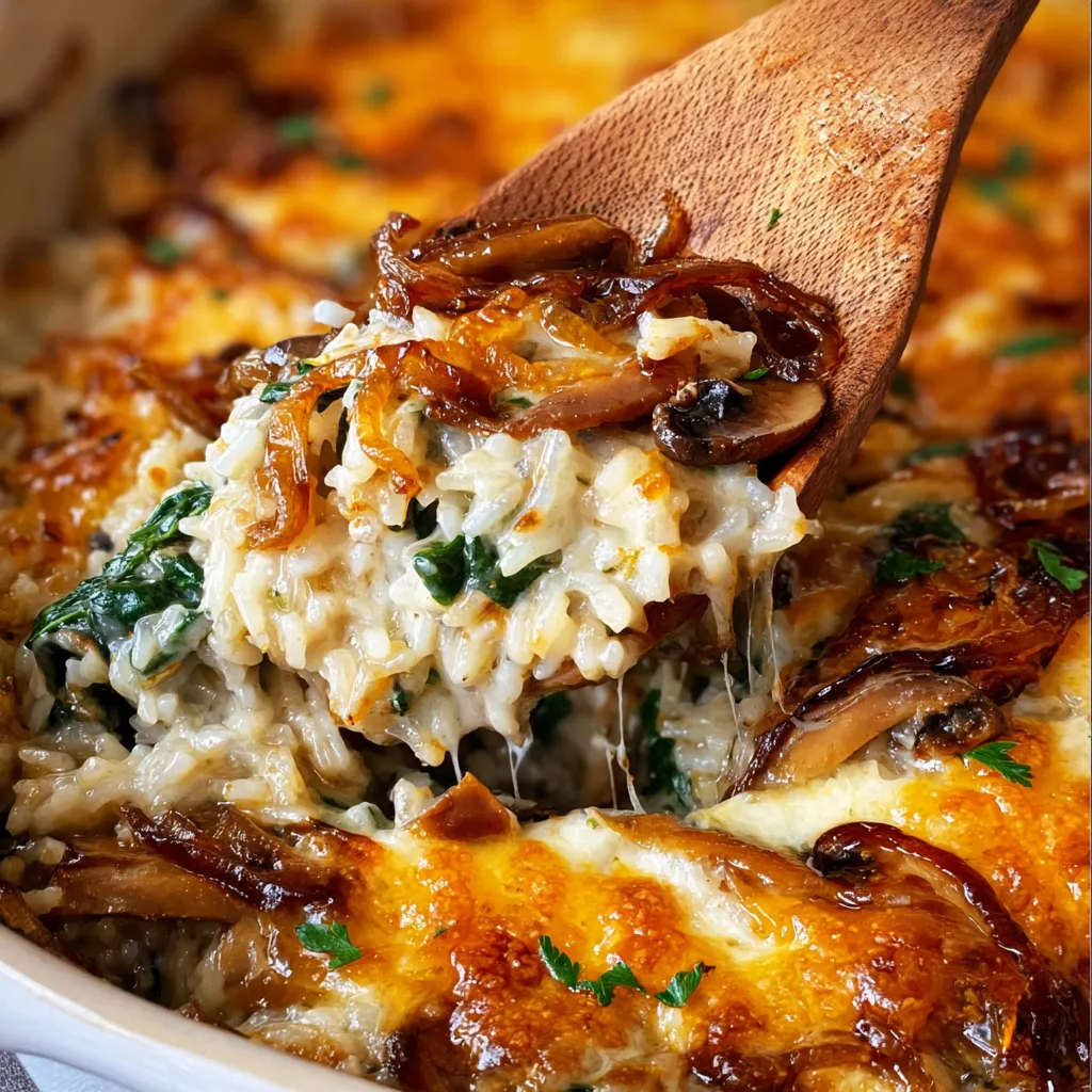 Ein Holzlöffel steckt in einer Schüssel mit Essen.