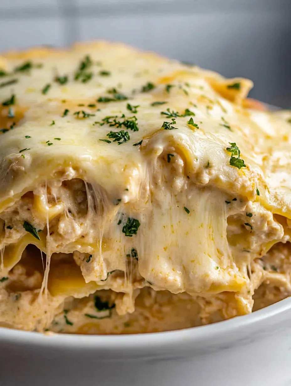 Lasagne mit viel Käse und Kräutern von Nahem.