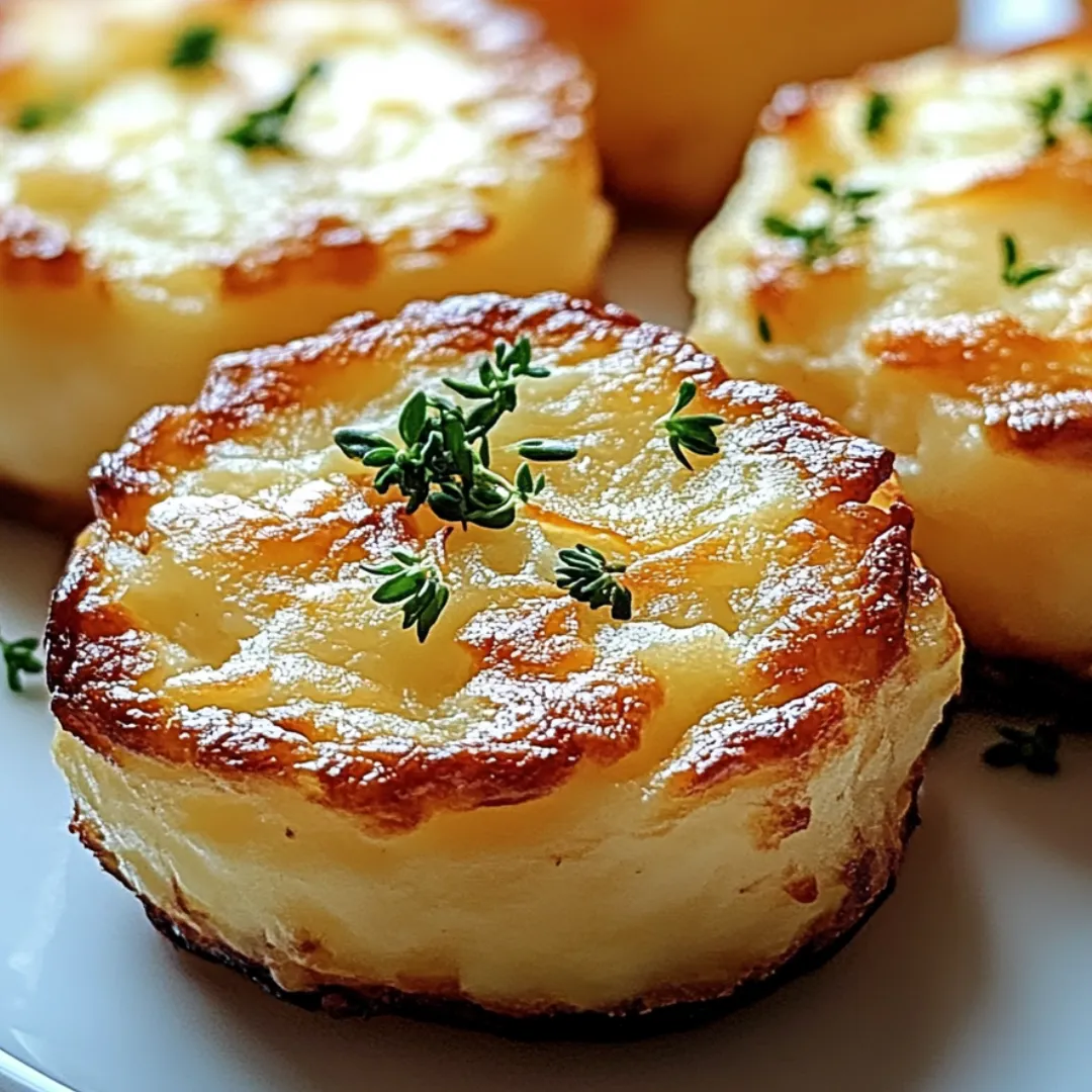 Drei Kartoffelbällchen mit Petersilie oben drauf.