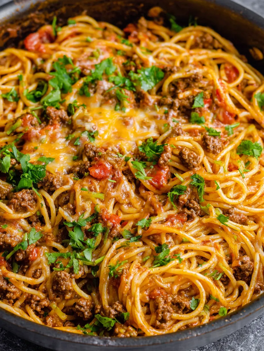 Eine Schüssel Spaghetti mit Fleischsauce.