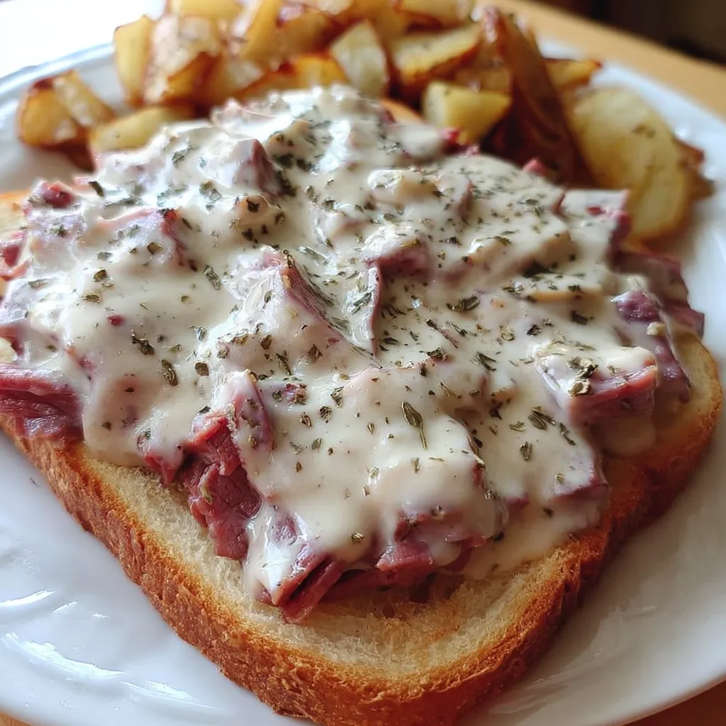 Ein Teller mit Fleisch und Kartoffeln.