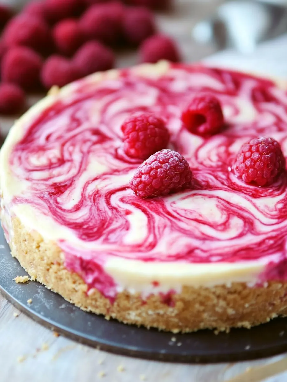 Ein Stück Kuchen mit Himbeeren obendrauf.