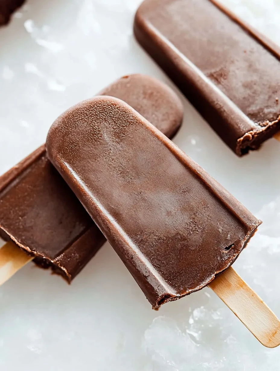 Drei Schoko-Eis am Stiel liegen auf einem Tisch.