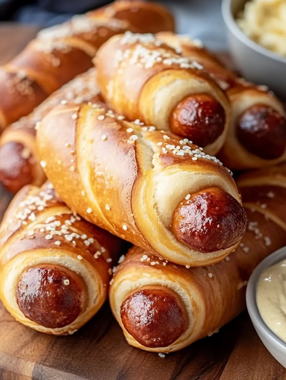 Würstchen im Teig mit Senf.