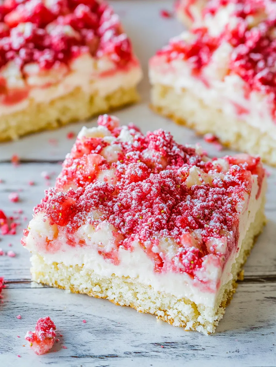 Ein Stück Kuchen mit weißer Creme und roten Früchten.
