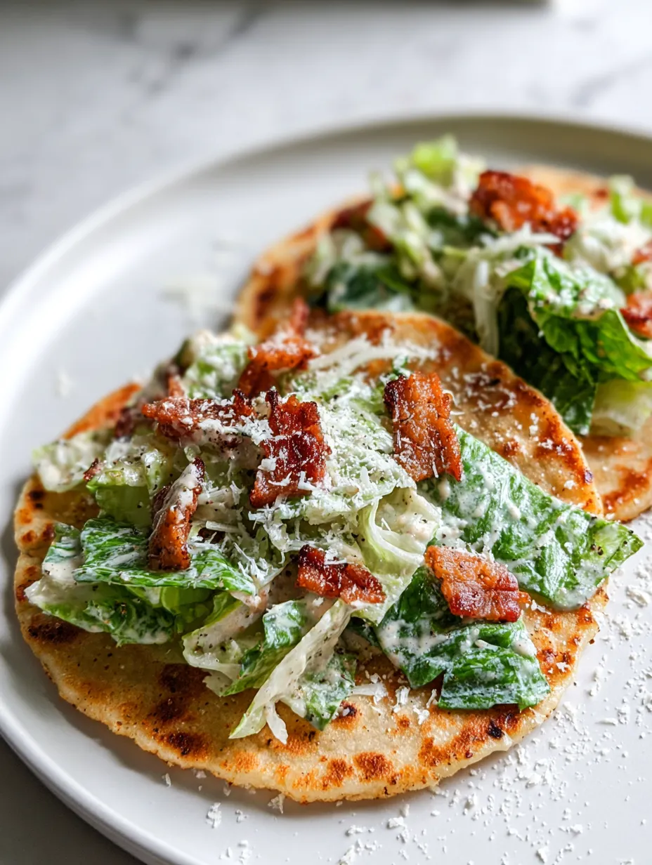 Salat, Hähnchen und Bacon auf einer Servierplatte.