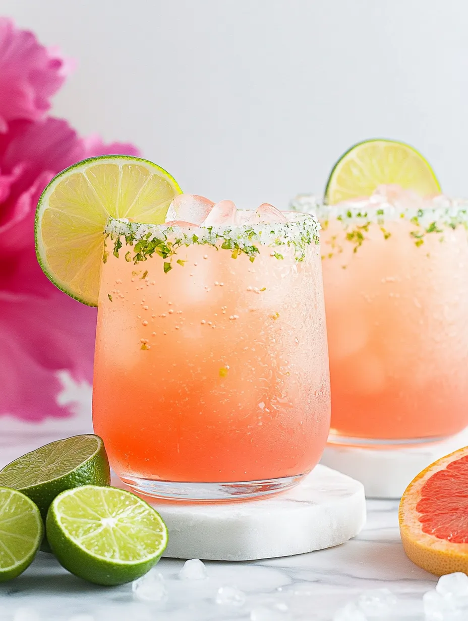 Zwei Gläser rosa Getränk mit Limetten.