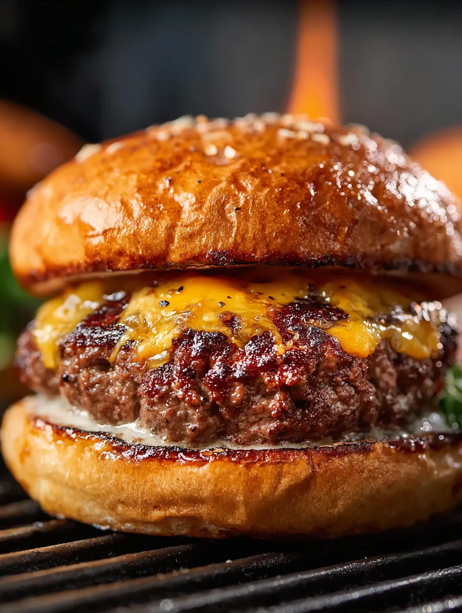 Burger mit Cheddar und Brötchen.