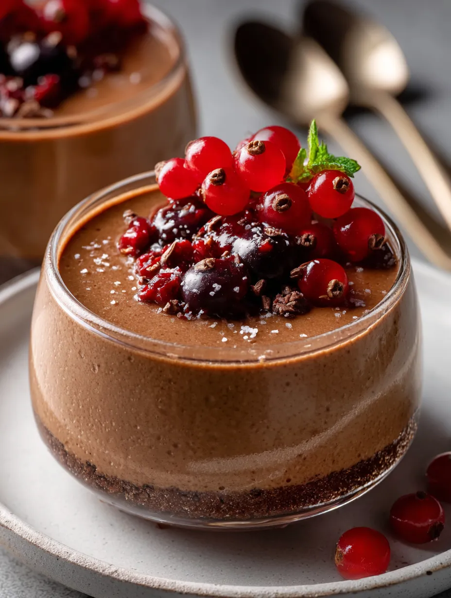 Ein Schokodessert getoppt mit Beeren.