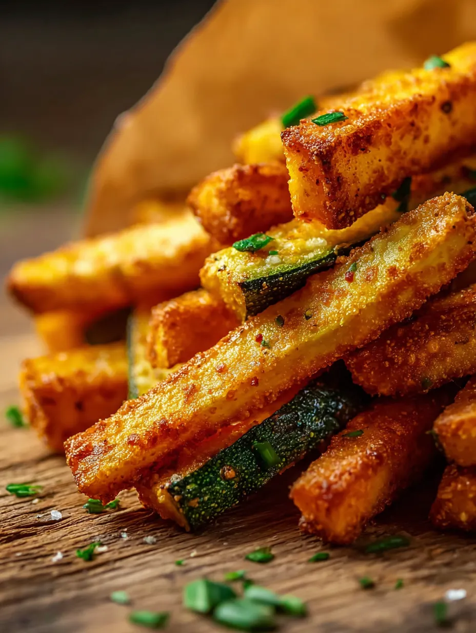Ein Berg knusprig gebratener Zucchini.