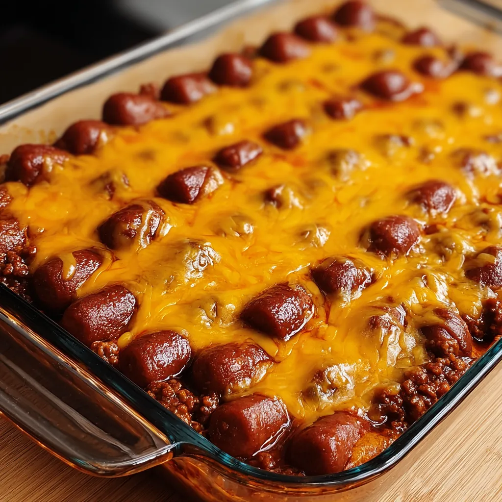 Ein Auflauf mit Chili und Käse in einer Form.