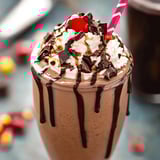 Schokomilchshake mit Kirsche obendrauf.