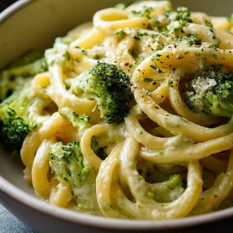 Eine Schüssel mit Brokkoli und Käse Pasta.